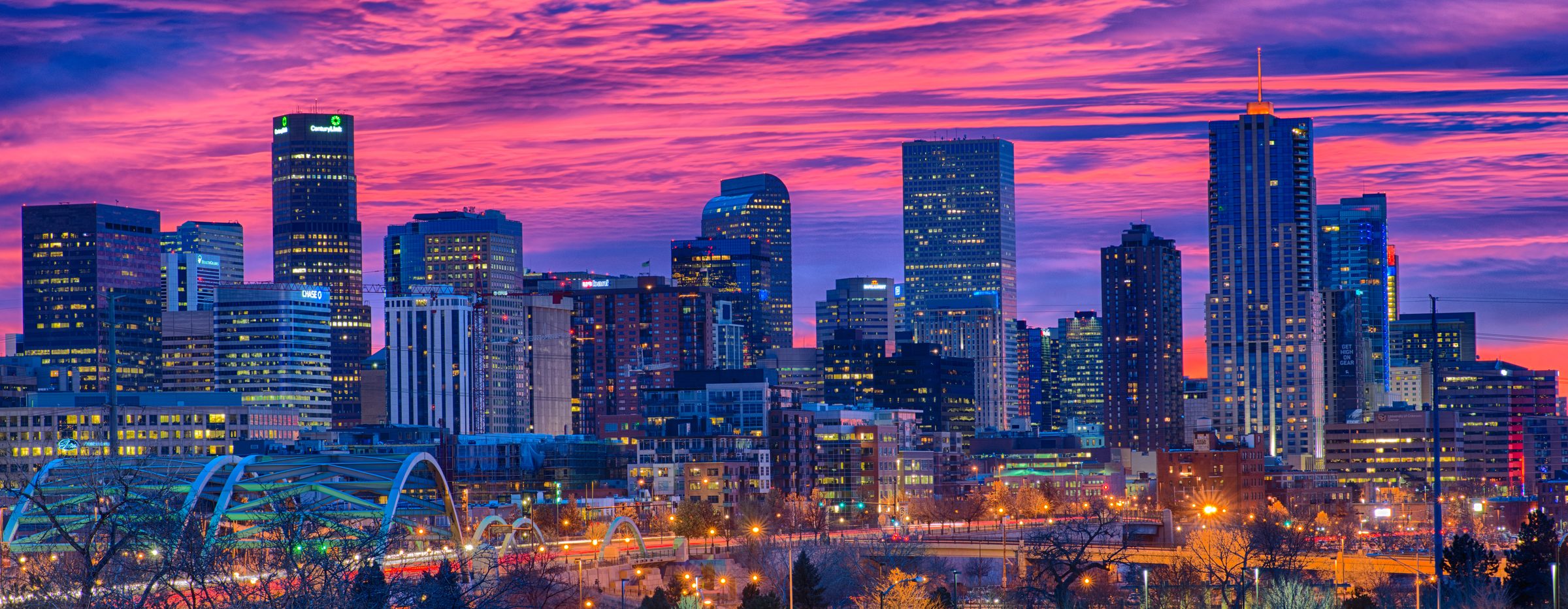 Denver, Colorado skyline at dusk